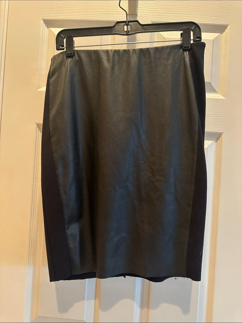 Anthropologie Black Faux Leather Pencil Skirt with Side Panels